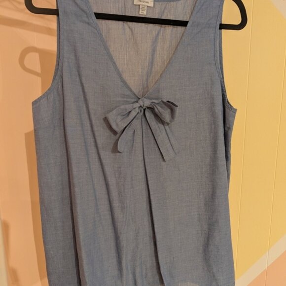 Tristan Sleeveless Top with Bow Detail 100%coton - Picture 1 of 2